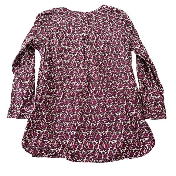 Duluth Trading Co. Womens XL Floral Button Down Tunic Shirt Burgundy Purple - Picture 10 of 10